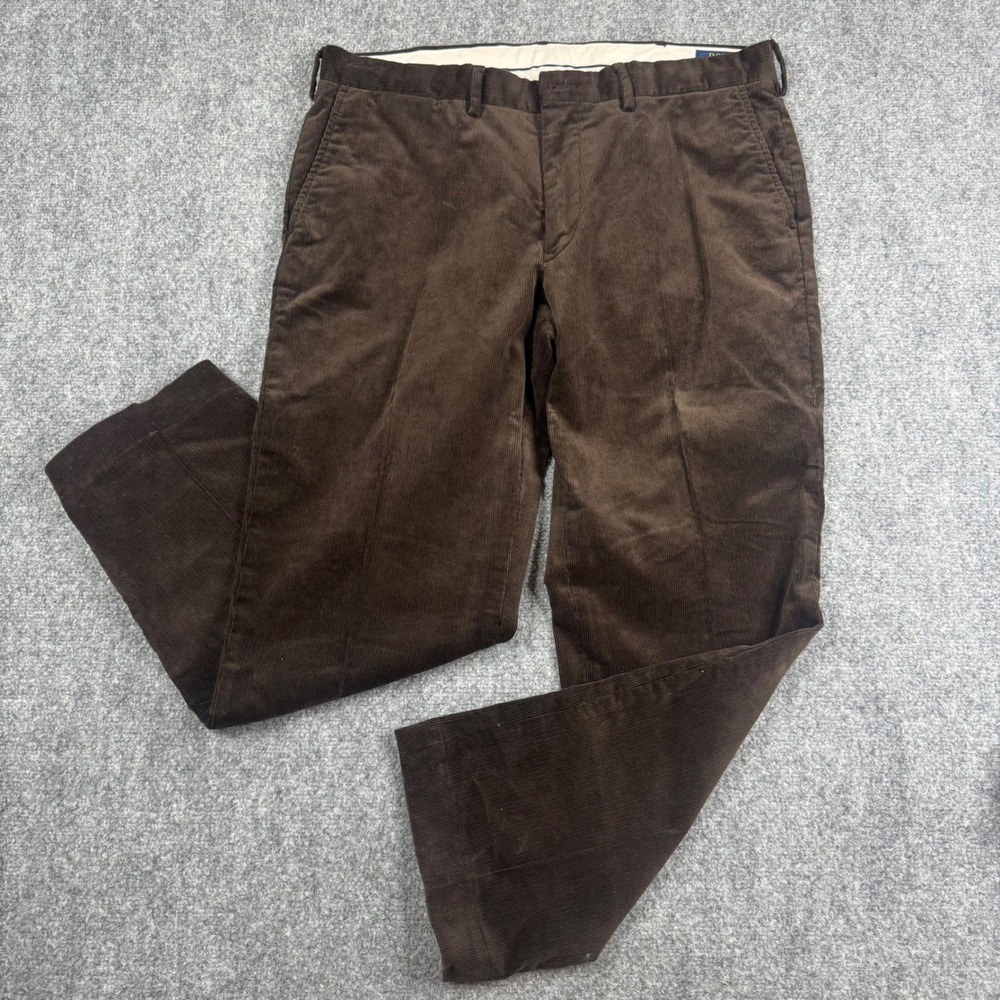 Polo Ralph Lauren Corduroy Pants Mens 36x29 Brown Stretch Classic Fit Straight